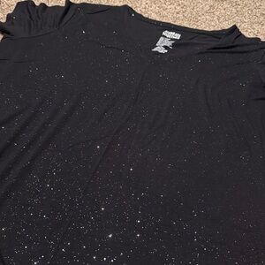Celebrate Together Black Sparkly Short Sleeve V-neck T (XXL) - EUC!
